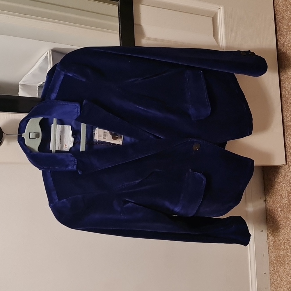New Anthropologie Blue Velvet Blazer